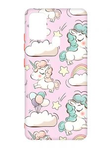 Чохол з червоними боками на Samsung Galaxy M30s/M21 :: Єдинороги (принт 106)