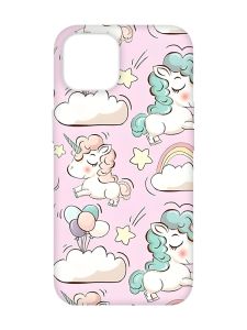 Чохол з рожевими боками на  Apple iPhone 14 :: Єдинороги (принт 106)