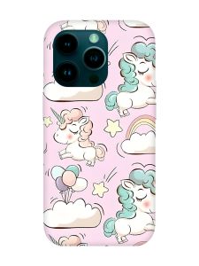 Чохол з рожевими боками на Apple iPhone 14 Pro :: Єдинороги (принт 106)