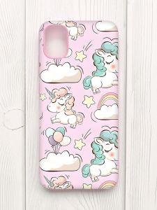 Чохол з рожевими боками на Samsung Galaxy A04E/A042 :: Єдинороги (принт 106)