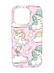 Чохол з червоними боками на Apple iPhone 14 Pro Max :: Єдинороги (принт 106)