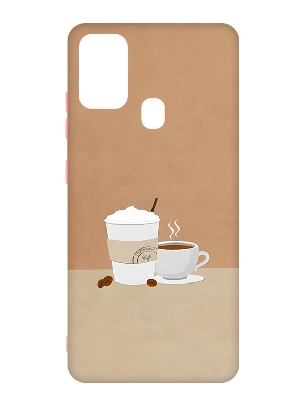 Чохол з рожевими боками на Samsung Galaxy M30s/M21 :: Кава (принт 108)