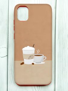 Чохол з червоними боками на Samsung Galaxy A04E/A042 :: Кава (принт 108)