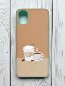 Чохол з бірюзовими боками на Samsung Galaxy A04E / A042 :: Кава (принт 108)