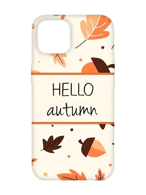Чохол з рожевими боками на  Apple iPhone 14 :: Привіт, осінь (принт 109)