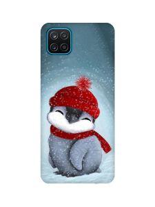 Чохол з бірюзовими боками на Samsung Galaxy A12 :: Пінгвіненя у шапочці (принт 157)