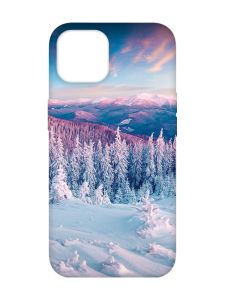 Чохол з рожевими боками на  Apple iPhone 14 :: Зимові гори (принт 163)