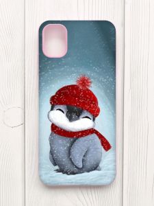 Чохол з рожевими боками на Samsung Galaxy A04E/A042 :: Пінгвіненя у шапочці (принт 157)