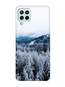 Чохол з бірюзовими боками на Samsung Galaxy M32/M22/A22 4G :: Зимовий ліс (принт 164)