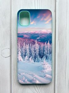 Чохол з бірюзовими боками на Samsung Galaxy A04E / A042 :: Зимові гори (принт 163)