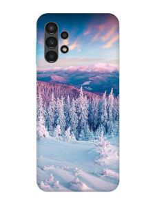 Чохол з бірюзовими боками на Samsung Galaxy A13 4G :: Зимові гори (принт 163)