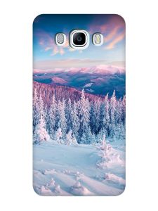 Чохол з бірюзовими боками на Samsung Galaxy J7(2016) J710 :: Зимові гори (принт 163)