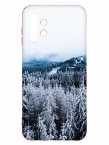 Чохол з червоними боками на Samsung A13 4G :: Зимовий ліс (принт 164)