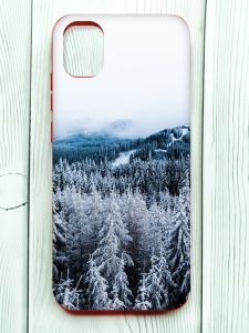 Чохол з червоними боками на Samsung Galaxy A04E/A042 :: Зимовий ліс (принт 164)