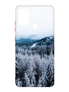 Чохол з червоними боками на Samsung Galaxy M30s/M21 :: Зимовий ліс (принт 164)