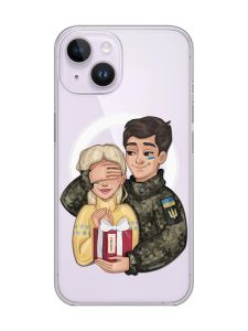 Магнітний чохол на iPhone 14 із підтримкою MagSafe :: Подарунок Перемога (патріотичний принт 178)