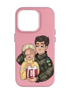 Матовий рожевий чохол на Apple iPhone 14 Pro Max :: Подарунок Перемога (патріотичний принт 178)