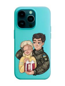 Матовий бірюзовий чохол на Apple iPhone 14 Pro :: Подарунок Перемога (патріотичний принт 178)