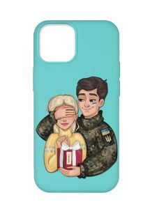 Матовий бірюзовий чохол на Apple iPhone 12 Pro Max :: Подарунок Перемога (патріотичний принт 178)