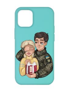 Матовий бірюзовий чохол на Apple iPhone 12/12 Pro (6.1) :: Подарунок Перемога (патріотичний принт 178)