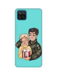 Матовий бірюзовий чохол на Samsung Galaxy A12 :: Подарунок Перемога (патріотичний принт 178)
