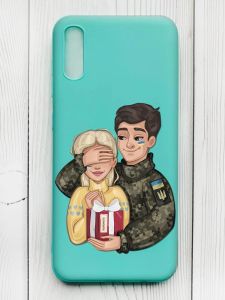 Матовий бірюзовий чохол на Xiaomi Redmi 9А :: Подарунок Перемога (патріотичний принт 178)