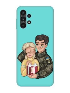 Матовий бірюзовий чохол на Samsung Galaxy A13 4G :: Подарунок Перемога (патріотичний принт 178)