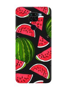 Матовий чорний чохол на Xiaomi Redmi Note 9 :: Кавуни (принт 341)