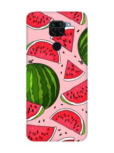 Матовий рожевий чохол на Xiaomi Redmi Note 9 :: Кавуни (принт 341)