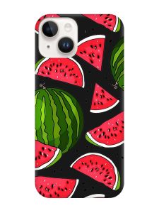 Матовий чорний чохол на Apple iPhone 14 :: Кавуни (принт 341)