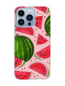 Матовий рожевий чохол на Apple iPhone 13 Pro Max :: Кавуни (принт 341)