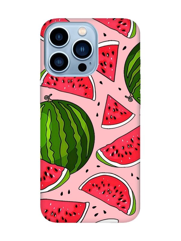 Матовий рожевий чохол на Apple iPhone 13 Pro Max :: Кавуни (принт 341)