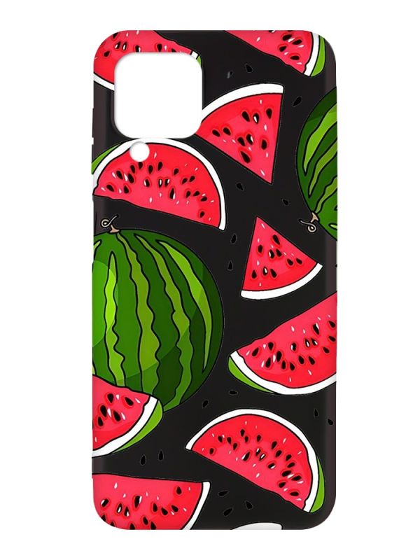 Матовий чорний чохол на Samsung Galaxy A12 :: Кавуни (принт 341)