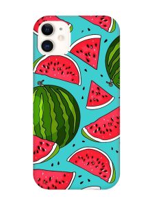 Матовий бірюзовий чохол на Apple iPhone 11 (6.1) :: Кавуни (принт 341)