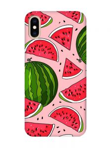 Матовий рожевий чохол на iPhone XS MAX :: Кавуни (принт 341)