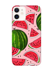 Матовий рожевий чохол на Apple iPhone 12 / 12 Pro (6.1) :: Кавуни (принт 341)