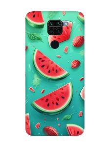 Чохол з рожевими боками на Xiaomi Redmi Note 9 :: Скибки кавуна (принт 340)