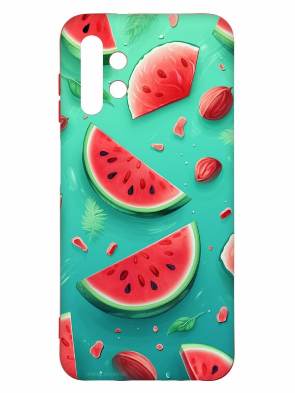 Чохол з червоними боками на Samsung A13 4G :: Скибки кавуна (принт 340)
