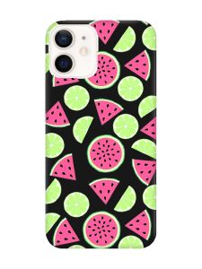 Матовий чорний чохол на Apple iPhone 12 / 12 Pro (6.1) :: Кавуни и лайм (принт 345)