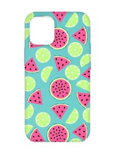 Матовий бірюзовий чохол на Apple iPhone 12/12 Pro (6.1) :: Кавуни и лайм (принт 345)