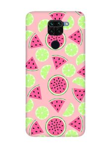 Матовий рожевий чохол на Xiaomi Redmi Note 9 :: Кавуни и лайм (принт 345)