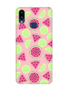 Матовий рожевий чохол на Samsung Galaxy A10s (A107) :: Кавуни и лайм (принт 345)