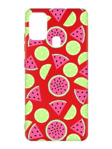 Матовий червоний чохол на Samsung Galaxy M30s/M21 :: Кавуни и лайм (принт 345)