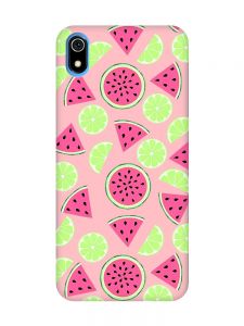 Матовий рожевий чохол на Xiaomi Redmi 7A :: Кавуни и лайм (принт 345)