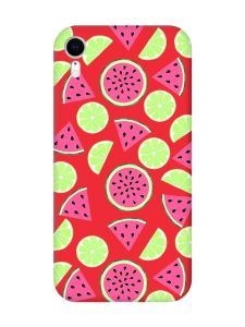Матовий червоний чохол на Apple iPhone XR :: Кавуни и лайм (принт 345)