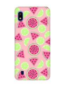 Матовий рожевий чохол на Samsung Galaxy A10 (2019) A105 :: Кавуни и лайм (принт 345)