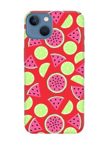 Матовий червоний чохол на Apple iPhone 13 :: Кавуни и лайм (принт 345)