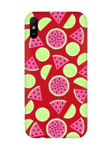Матовий червоний чохол на Xiaomi Redmi 9A :: Кавуни и лайм (принт 345)