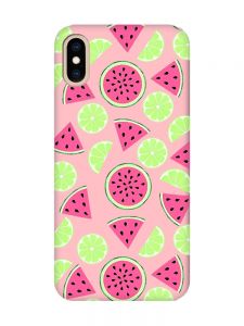 Матовий рожевий чохол на iPhone XS MAX :: Кавуни и лайм (принт 345)