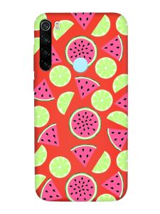 Матовий червоний чохол на Xiaomi Redmi Note 8T :: Кавуни и лайм (принт 345)